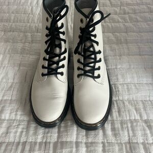 Dr. Martens, Size 5, Like New, Worn 2x, White Lace-Up Boots with Black Details